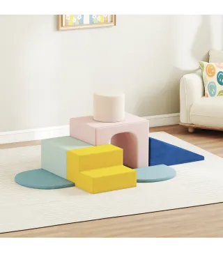 Juego de 8 Bloques de Espuma para Niños con Fundas de Terciopelo Lavables para Escalar y Gatear Multicolor