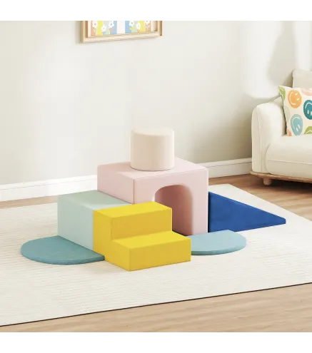 Juego de 8 Bloques de Espuma para Niños con Fundas de Terciopelo Lavables para Escalar y Gatear Multicolor