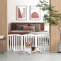 Barrera de Seguridad para Perros Plegable 155 cm Valla para Perros Medianos de 3 Paneles con Pies Extraíbles Blanco