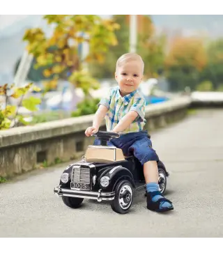 Correpasillos Infantil con Almacenaje Volante Sistema Anti-Vuelco y Diseno Seguro y Divertido 77,5x41,5x45 cm Negro