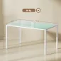 Mesa de Comedor de Cristal Rectangular para 6 Personas con Patas de Metal para Cocina Salón 140x80x75 cm Blanco