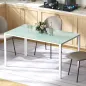 Mesa de Comedor de Cristal Rectangular para 6 Personas con Patas de Metal para Cocina Salón 140x80x75 cm Blanco