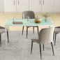 Mesa de Comedor de Cristal Rectangular para 6 Personas con Patas de Metal para Cocina Salón 140x80x75 cm Blanco