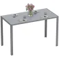 Mesa de Cocina de Cristal para 4-6 Personas con Patas de Metal Multifuncional para Cocina Salón 120x60x75 cm Gris