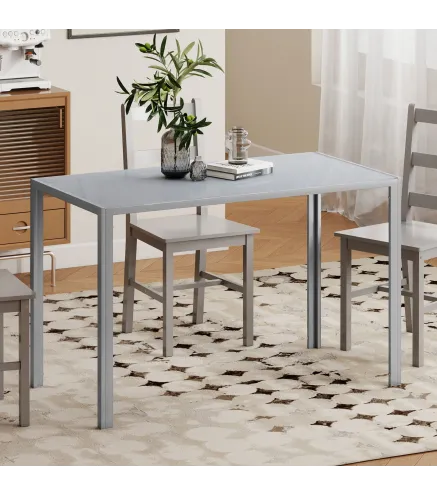 Mesa de Cocina de Cristal para 4-6 Personas con Patas de Metal Multifuncional para Cocina Salón 120x60x75 cm Gris