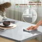 Mesa de Cocina de Cristal para 4-6 Personas con Patas de Metal Multifuncional para Cocina Salón 120x60x75 cm Gris
