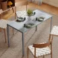 Mesa de Cocina de Cristal para 4-6 Personas con Patas de Metal Multifuncional para Cocina Salón 120x60x75 cm Gris