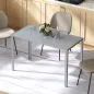Mesa de Cocina de Cristal para 4-6 Personas con Patas de Metal Multifuncional para Cocina Salón 120x60x75 cm Gris