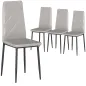 Set de 4 Sillas de Comedor Tapizadas de Piel Sintética con Respaldo Alto y Patas de Metal 41x50x97 cm Gris Set de 4 Sillas de Comedor Tapizadas de Piel Sintética con Respaldo Alto y Patas de Metal 41x50x97 cm Gris