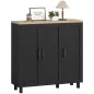 Aparador de Salón con 3 Puertas y Estantes Ajustables para Cocina Comedor Estilo Moderno 90x30x90 cm Negro
