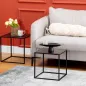 Juego de 2 Mesas Nido Mesas de Centro para Salón Cuadradas Material de Acero Grande 40 cm Pequeña 35 cm Negro