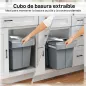 Cubo de Basura bajo Fregadero 2 Contenedores de Reciclaje Extraíble 2 x 20 L Deslizamiento Suave Gris