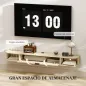 Mueble de TV Suspendido con Cajón Abatible 2 Estantes Abiertos Gestión de Cables 140x24x16 cm Madera Natural