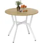 Mesa de Comedor Redonda para 2 Personas Mesa de Cocina Industrial Patas Curvadas de Acero 90x90x76 cm Natural y Blanco