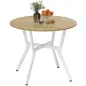 Mesa de Comedor Redonda para 2 Personas Mesa de Cocina Industrial Patas Curvadas de Acero 90x90x76 cm Natural y Blanco Mesa de Comedor Redonda para 2 Personas Mesa de Cocina Industrial Patas Curvadas de Acero 90x90x76 cm Natural y Blanco
