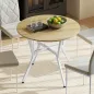 Mesa de Comedor Redonda para 2 Personas Mesa de Cocina Industrial Patas Curvadas de Acero 90x90x76 cm Natural y Blanco