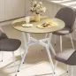 Mesa de Comedor Redonda para 2 Personas Mesa de Cocina Industrial Patas Curvadas de Acero 90x90x76 cm Natural y Blanco