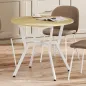 Mesa de Comedor Redonda para 2 Personas Mesa de Cocina Industrial Patas Curvadas de Acero 90x90x76 cm Natural y Blanco