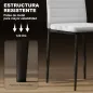 Pack de 6 Sillas de Comedor Modernas Tapizadas en Lino Sintético con Respaldo Alto y Patas de Metal 41x50x97 cm Blanco