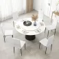 Pack de 6 Sillas de Comedor Modernas Tapizadas en Lino Sintético con Respaldo Alto y Patas de Metal 41x50x97 cm Blanco