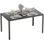 Mesa de Comedor de Cristal Rectangular para 6 Personas con Patas de Metal para Cocina Salón 140x80x75 cm Negro