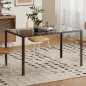 Mesa de Comedor de Cristal Rectangular para 6 Personas con Patas de Metal para Cocina Salón 140x80x75 cm Negro