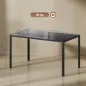 Mesa de Comedor de Cristal Rectangular para 6 Personas con Patas de Metal para Cocina Salón 140x80x75 cm Negro