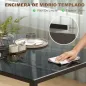 Mesa de Comedor de Cristal Rectangular para 6 Personas con Patas de Metal para Cocina Salón 140x80x75 cm Negro