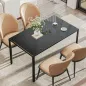 Mesa de Comedor de Cristal Rectangular para 6 Personas con Patas de Metal para Cocina Salón 140x80x75 cm Negro