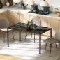 Mesa de Comedor de Cristal Rectangular para 6 Personas con Patas de Metal para Cocina Salón 140x80x75 cm Negro