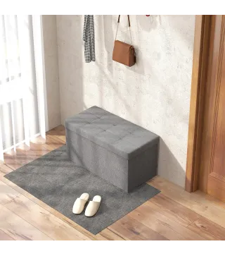 Baúl de Almacenaje para Dormitorio Plegable 84L Tapizado de Lino Sintético con Tapa para Salón 76x38x38 cm Gris Claro
