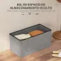 Baúl de Almacenaje para Dormitorio Plegable 84L Tapizado de Lino Sintético con Tapa para Salón 76x38x38 cm Gris Claro