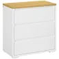 Cómoda con 3 Cajones Cómoda Dormitorio sin Tiradores Cajonera para Salón Oficina Estilo Moderno 70x37x75 cm Blanco