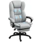 Silla de Oficina con 6 Puntos de Masaje Vibratorio con Altura Ajustable Respaldo Reclinable y Reposapiés Retráctil Gris