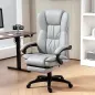 Silla de Oficina con 6 Puntos de Masaje Vibratorio con Altura Ajustable Respaldo Reclinable y Reposapiés Retráctil Gris