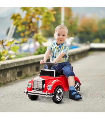 Correpasillos Infantil con Almacenaje Volante Sistema Anti-Vuelco y Diseno Seguro y Divertido 77,5x41,5x45 cm Rojo