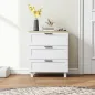 Cómoda Estrecha con 3 Cajones Cómoda Dormitorio con Patas de Madera para Salón Oficina 60x38x71 cm Blanco