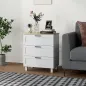 Cómoda Estrecha con 3 Cajones Cómoda Dormitorio con Patas de Madera para Salón Oficina 60x38x71 cm Blanco