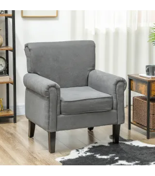 Butaca de Salón Tapizada en Tela Sillón Relax con Reposabrazos Asiento Extraíble para Dormitorio 79x72,5x88 cm Gris