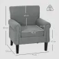 Butaca de Salón Tapizada en Tela Sillón Relax con Reposabrazos Asiento Extraíble para Dormitorio 79x72,5x88 cm Gris