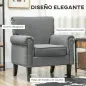 Butaca de Salón Tapizada en Tela Sillón Relax con Reposabrazos Asiento Extraíble para Dormitorio 79x72,5x88 cm Gris