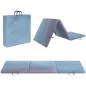 Colchoneta Gimnasia Plegable de Grosor 5 cm con Asas de Transporte para Yoga Aeróbic 180x60x5 cm Azul Degradado