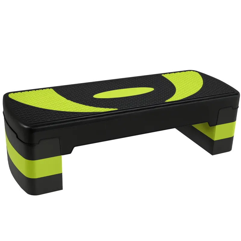 Step de Aeróbic para Fitness Antideslizante con Altura Regulable 3 Niveles 10/15/20 cm Carga 150 kg 80x31x20 cm Verde