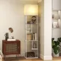 Lámpara de Pie con Estantes Temperaturas de Color Ajustable 3000K-6500K Control Remoto Bombilla E27 Blanco