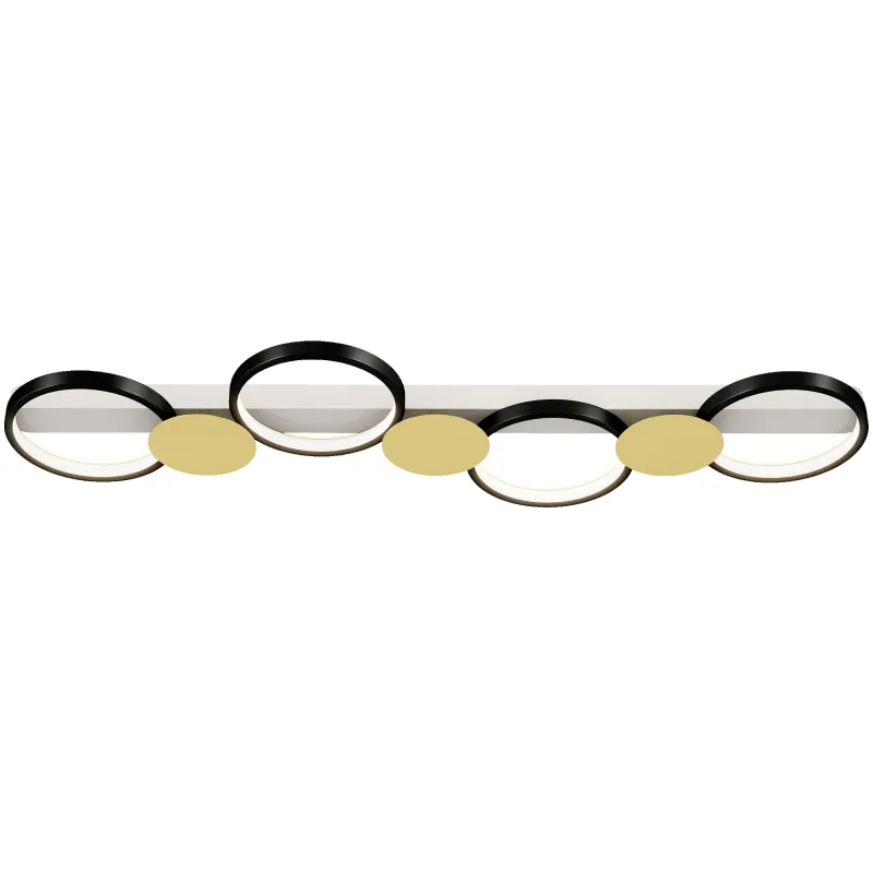 Lámpara de Techo Regulable con 4 Focos Mando a Distancia Modos de Escena 1500 lm 38 W 3000 K-6500 K Negro y Dorado