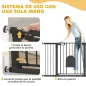 Barrera de Seguridad para Perros con Puerta Pequeña para Escaleras y Puertas 75-131 cm con 3 Extensiones Negro