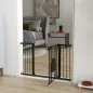 Barrera de Seguridad para Perros con Puerta Pequeña para Escaleras y Puertas 75-131 cm con 3 Extensiones Negro
