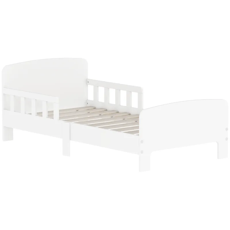 Cama infantil 70x140 cm cama para niños con barrera anticaídas y somier para niños y niñas de 3-8 años blanco Cama infantil 70x140 cm cama para niños con barrera anticaídas y somier para niños y niñas de 3-8 años blanco
