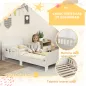 Cama infantil 70x140 cm cama para niños con barrera anticaídas y somier para niños y niñas de 3-8 años blanco