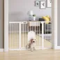 Barrera de Seguridad para Perros con Puerta Pequeña para Escaleras y Puertas 75-131 cm con 3 Extensiones Blanco